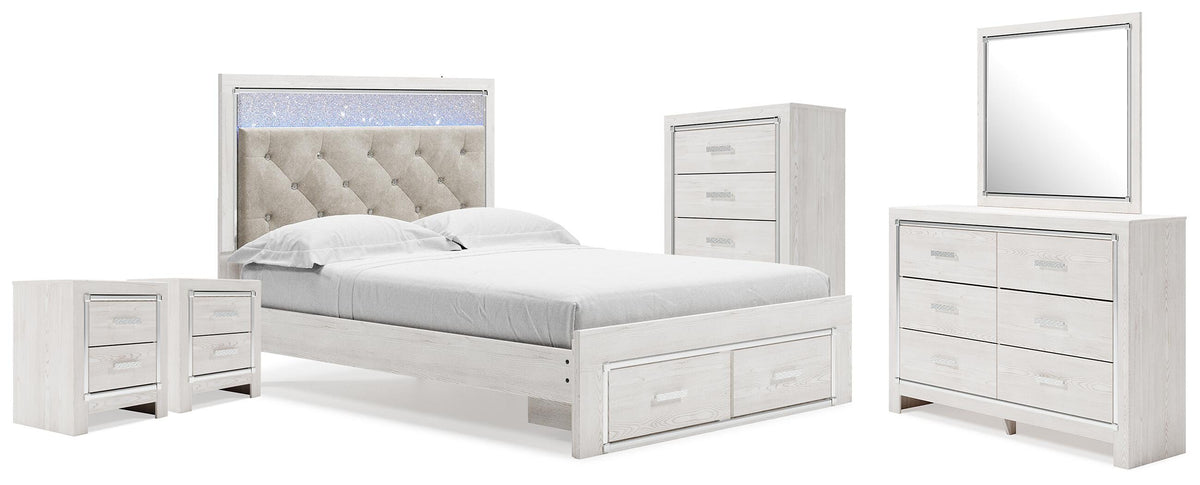 Altyra Queen Storage Bed, Dresser Mirror, Chest and 2 Nightstands