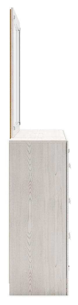 Altyra Queen Upholstered Panel Storage Bed, Dresser and Mirror