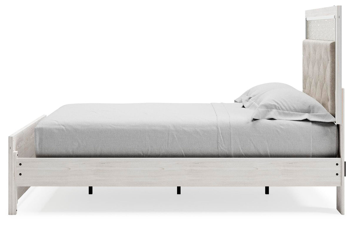 Altyra Queen Upholstered Panel Bed, Dresser and Mirror