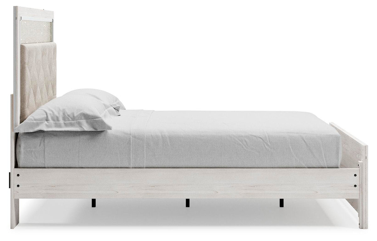 Altyra Queen Upholstered Panel Bed, Dresser and Mirror