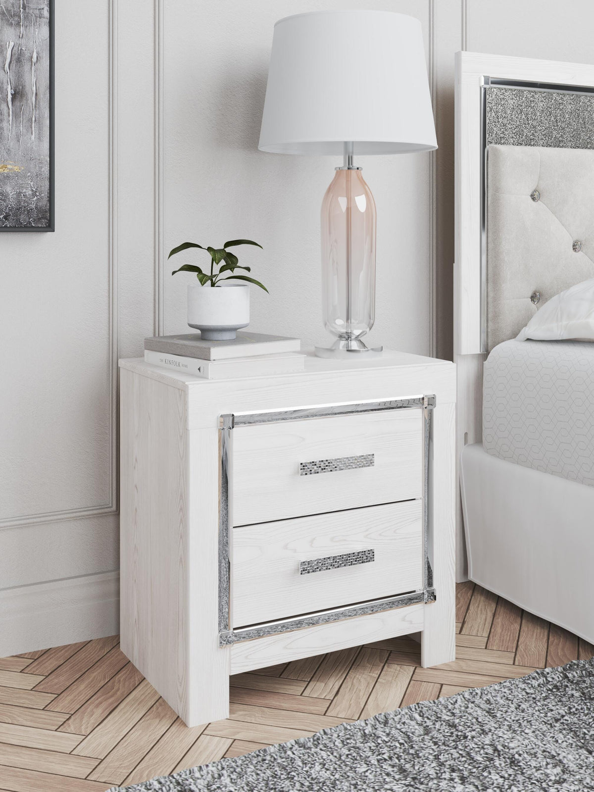 Altyra Full Upholstered Panel Bed, Dresser and Nightstand