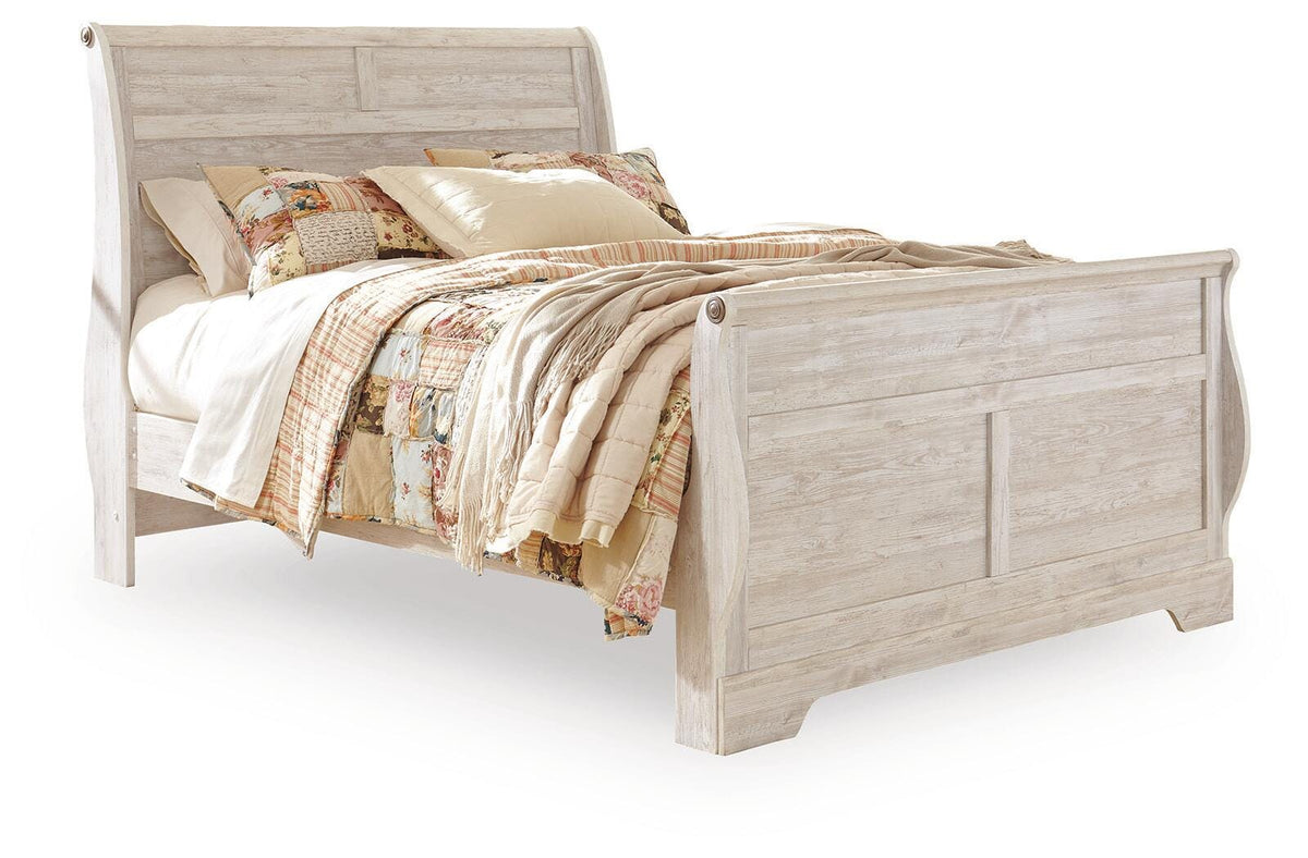 Willowton Queen Sleigh Bed, Dresser and Mirror