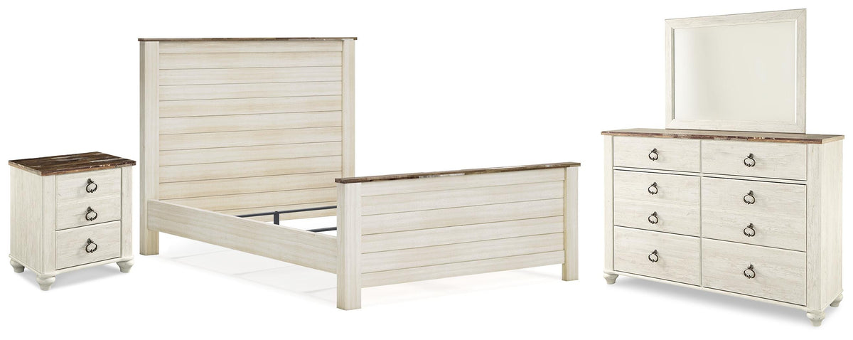 Willowton Queen Panel Bed, Dresser, Mirror, and Nightstand