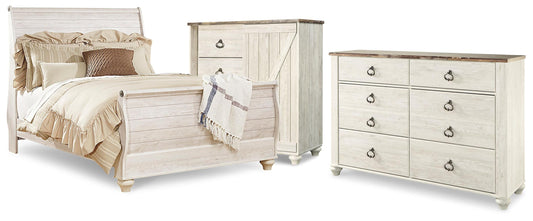 Willowton Queen Sleigh Bed, Dresser and Chest