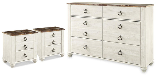 Willowton Dresser and 2 Nightstands