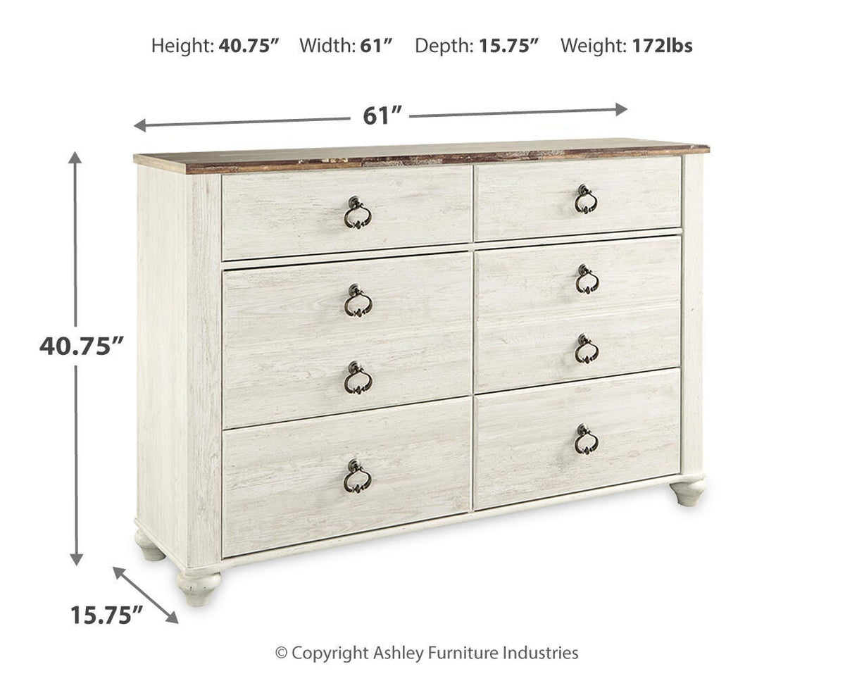 Willowton Queen Sleigh Bed, Dresser and Nightstand