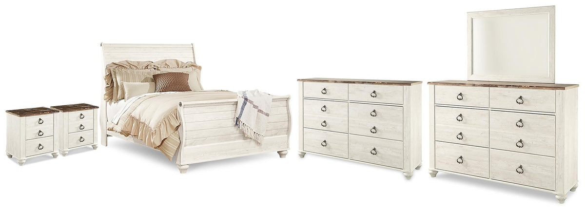 Willowton Queen Bed, Dresser, Mirror and Chest