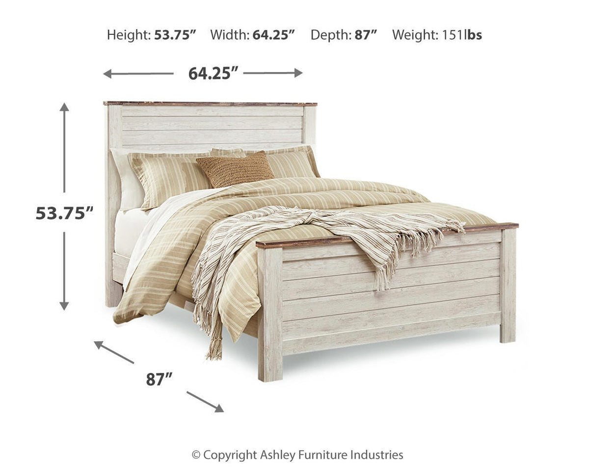 Willowton Queen Panel Bed, Dresser and Mirror