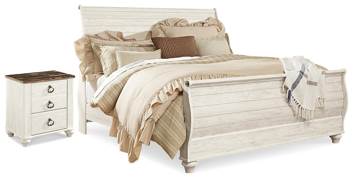 Willowton King Sleigh Bed and Nightstand