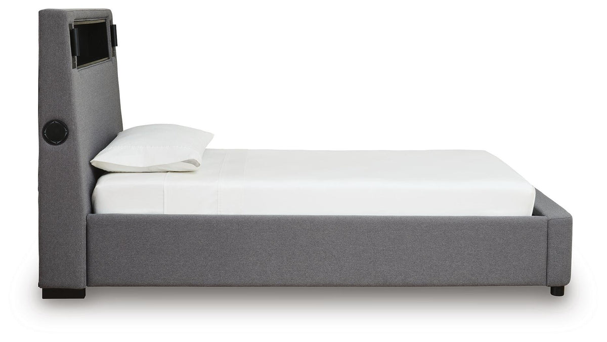 Verishaw Twin Upholstered Bed with Wireless Audio