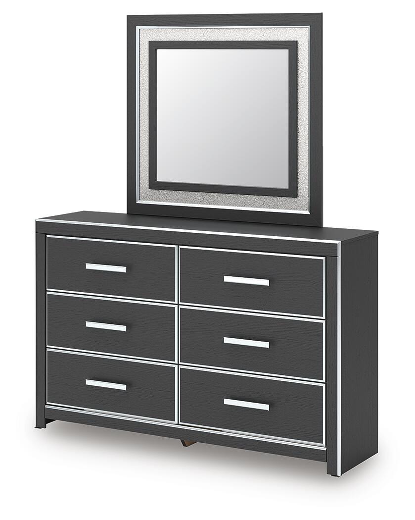 Zuraleus Queen Upholstered Panel Platform Storage Bed, Dresser and Mirror