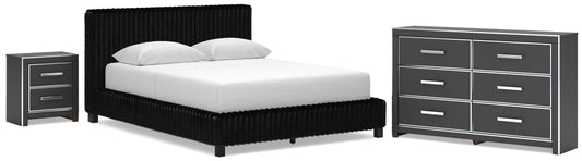 Zuraleus Queen Upholstered Bed, Dresser and Nightstand