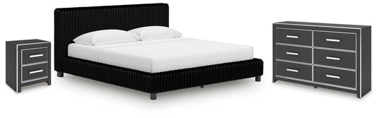 Zuraleus King Upholstered Bed, Dresser and Nightstand