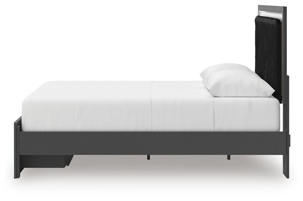 Zuraleus Queen Upholstered Panel Platform Storage Bed, Dresser and Mirror