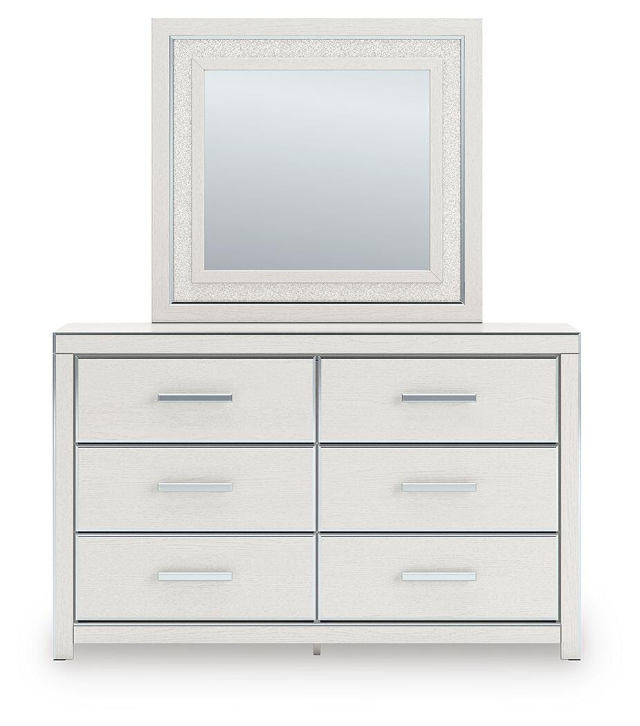 Zuraleus Queen Upholstered Panel Platform Storage Bed, Dresser and Mirror