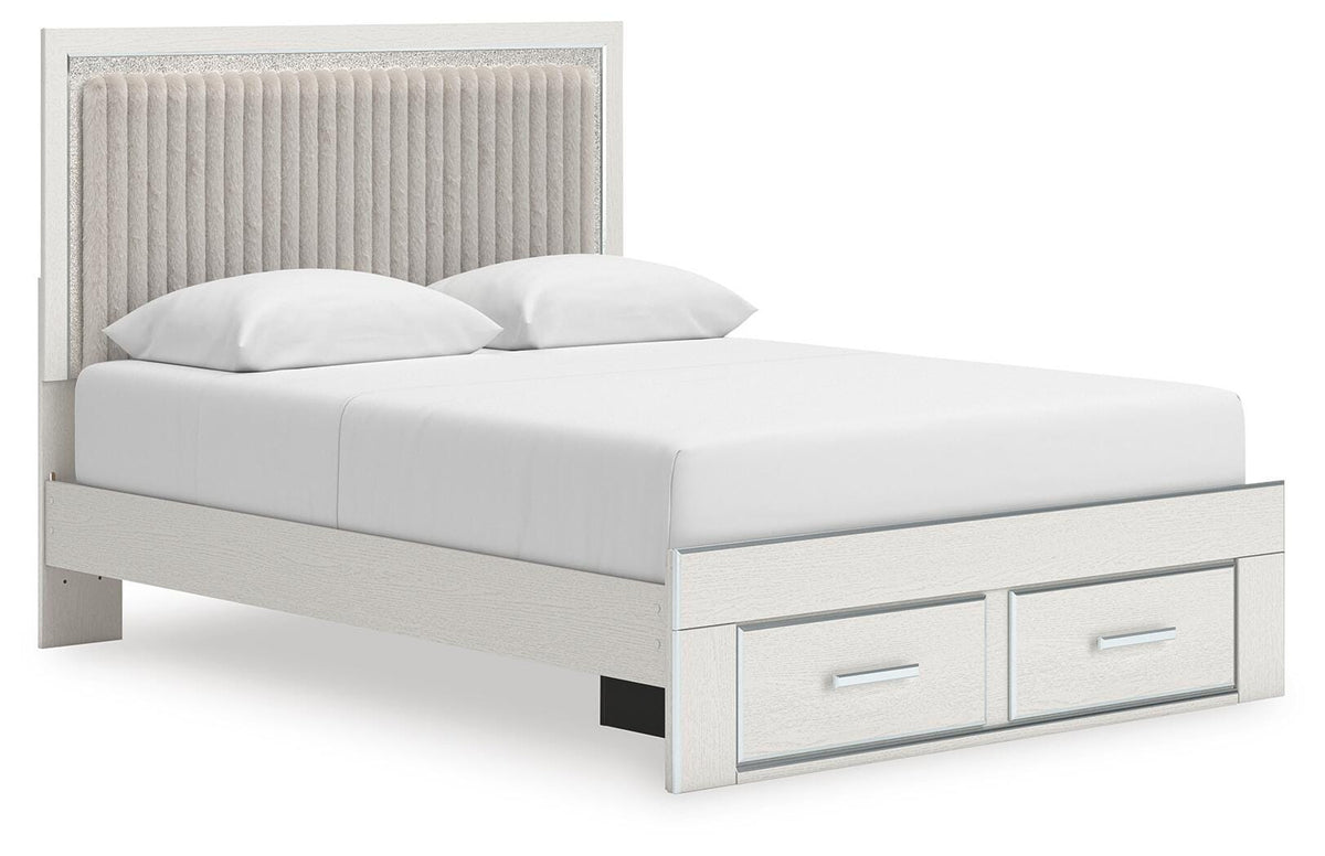 Zuraleus Queen Upholstered Panel Platform Storage Bed, Dresser and Mirror