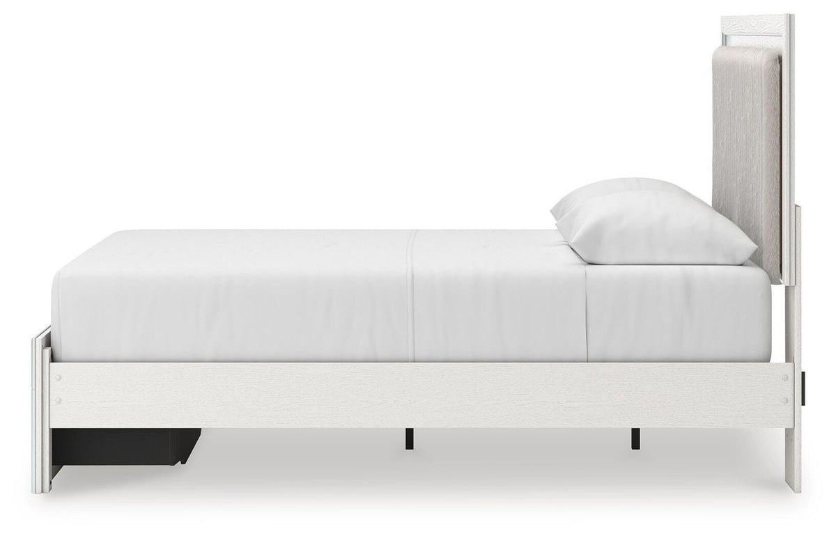 Zuraleus Queen Upholstered Panel Platform Storage Bed, Dresser and Mirror
