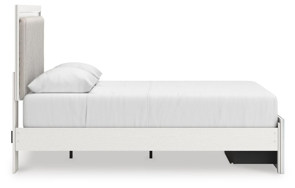 Zuraleus Queen Upholstered Panel Platform Storage Bed, Dresser and Mirror