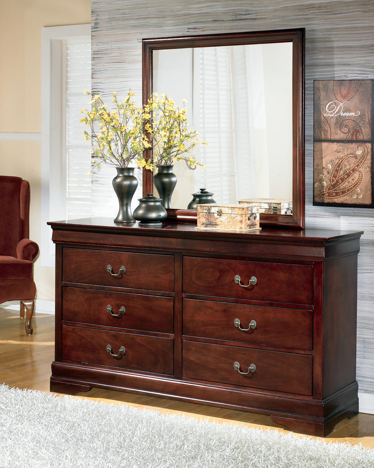 Alisdair Twin Sleigh Bed, Dresser, Mirror, Chest and Nightstand