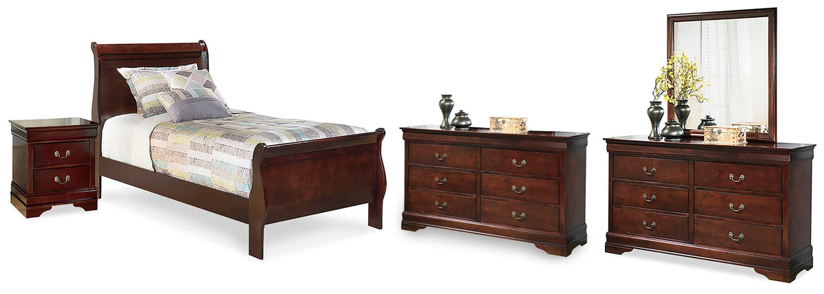 Alisdair Twin Sleigh Bed, 2 Dressers, Mirror and Nightstand