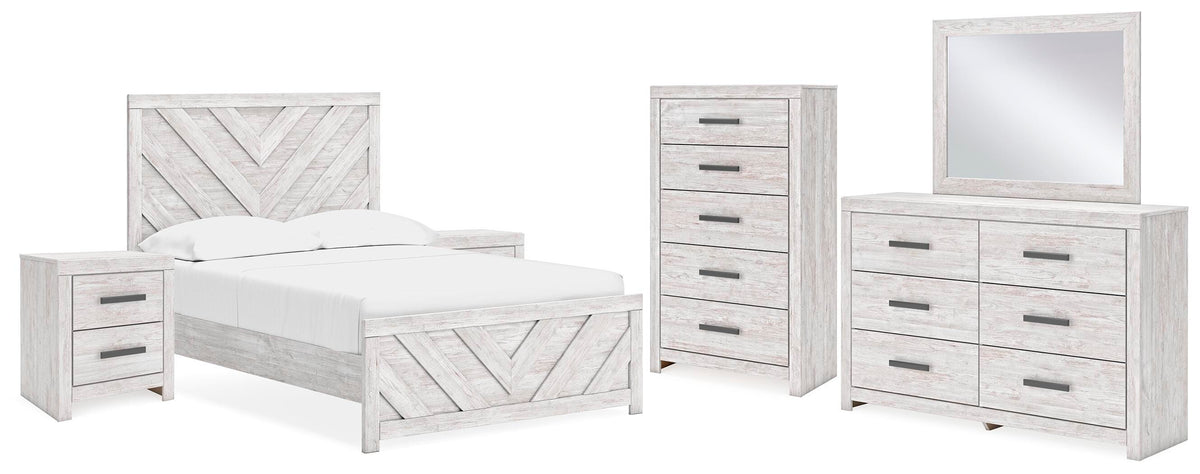 Cayboni Full Panel Bed, Dresser, Mirror, Chest and 2 Nightstands