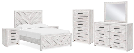 Cayboni Full Panel Bed, Dresser, Mirror, Chest and 2 Nightstands