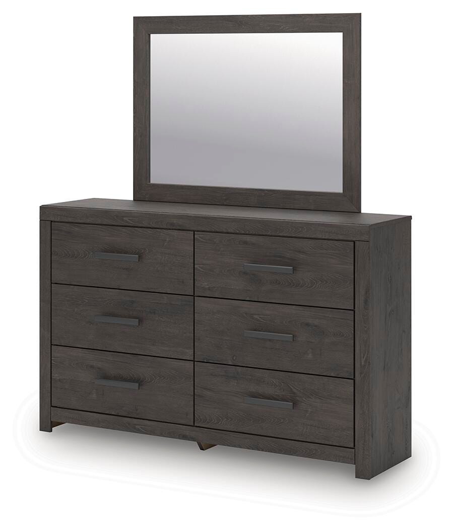 Prendonea King Panel Bed, Dresser, Mirror and Nightstand