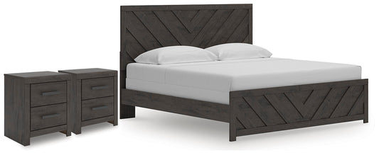 Prendonea King Panel Bed and 2 Nightstands