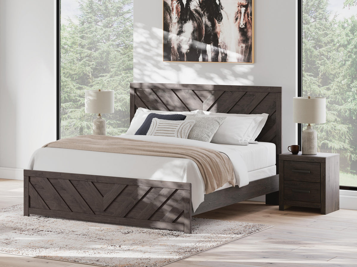 Prendonea King Panel Bed, Dresser, Mirror and Nightstand