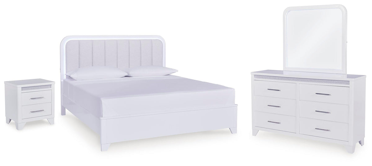 Jarlee King Panel Bed, Dresser, Mirror and Nightstand
