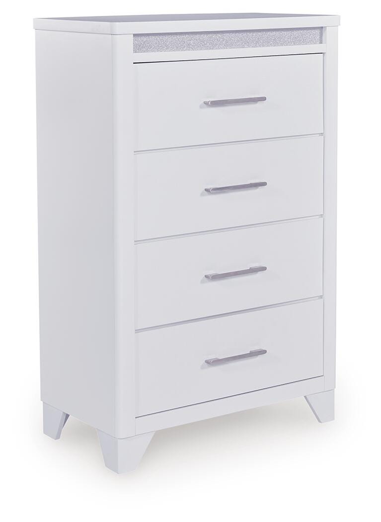 Jarlee Queen Upholstered Panel Bed, Dresser, Mirror, Chest and 2 Nightstands