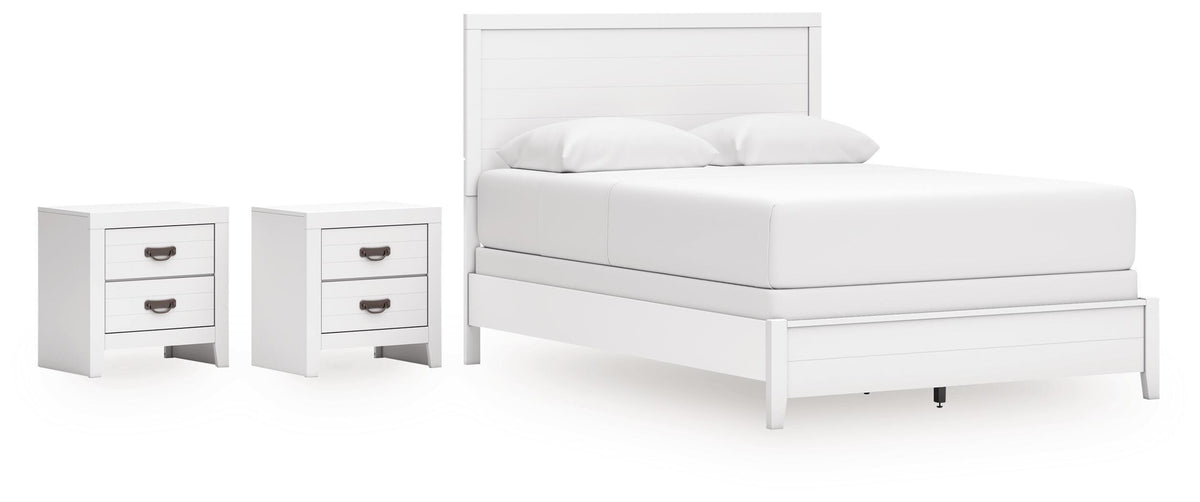 Binterglen Queen Panel Bed and 2 Nightstands