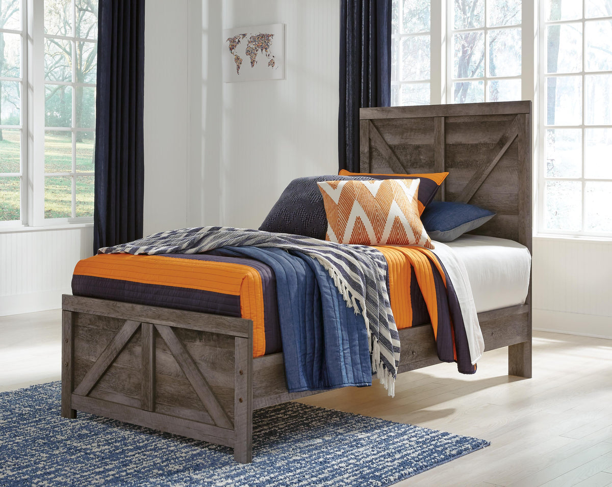 Wynnlow Twin Crossbuck Panel Bed, Dresser and Mirror