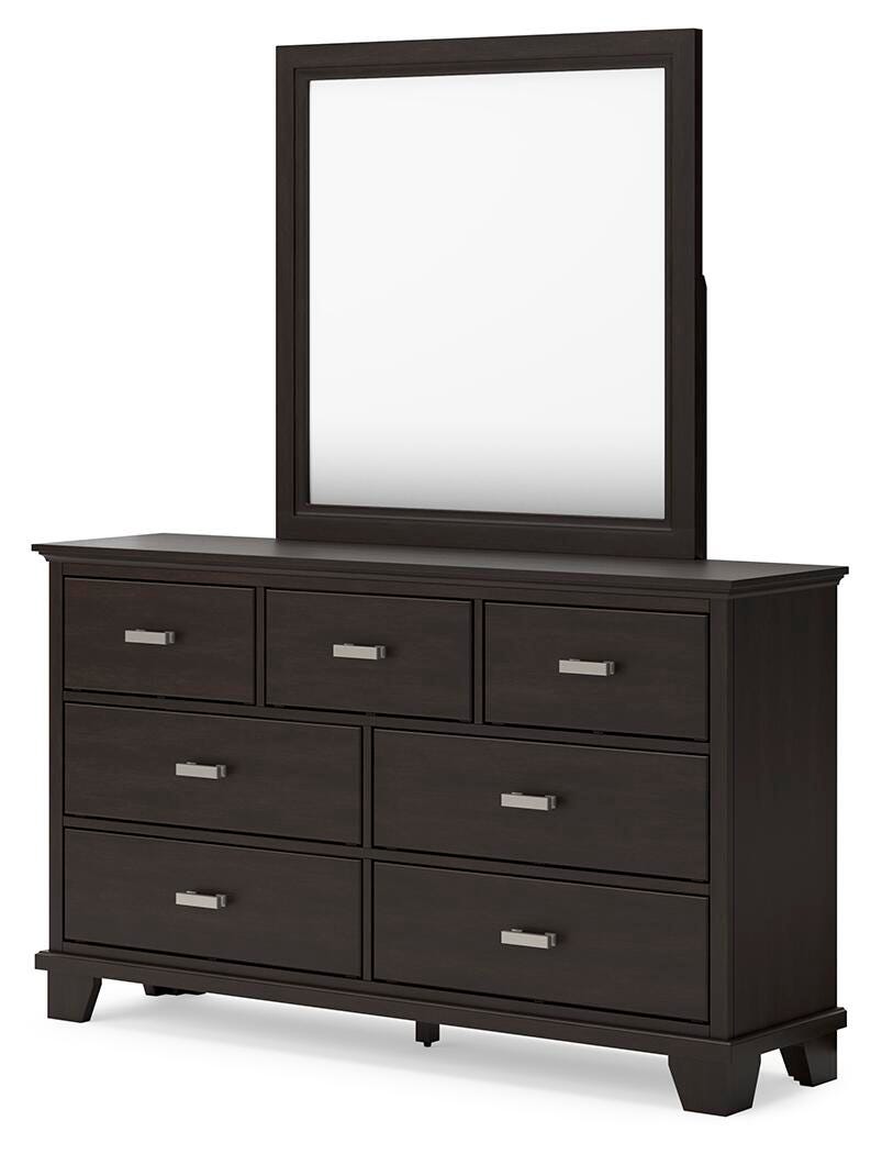 Covetown King Panel Bed, Dresser, Mirror and Nightstand