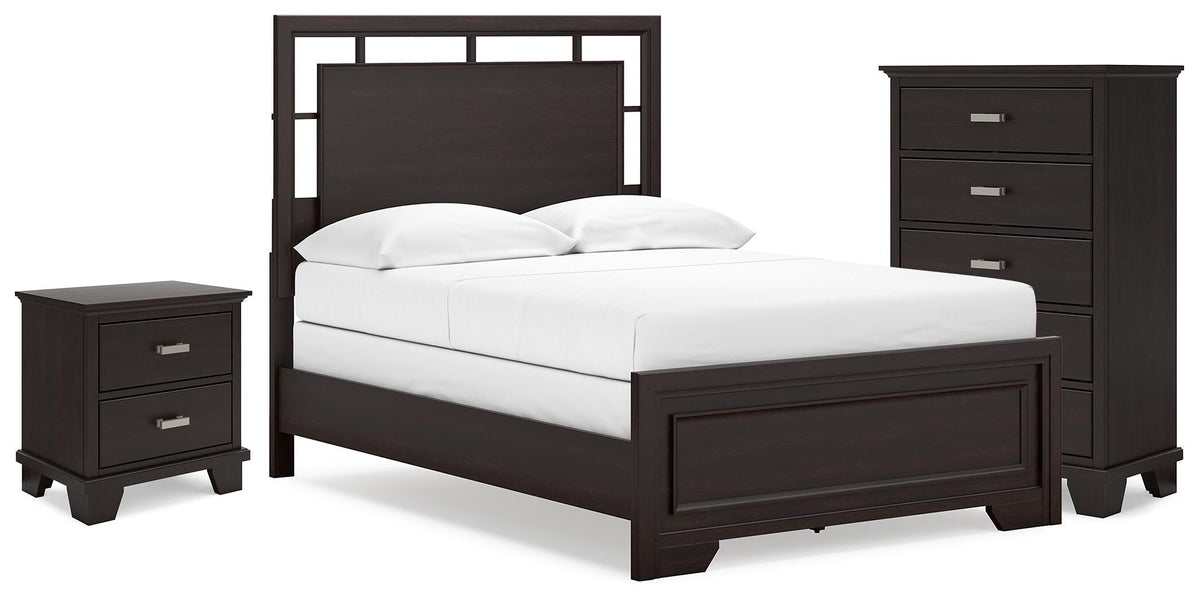 Covetown Full Panel Bed, Chest and Nightstand
