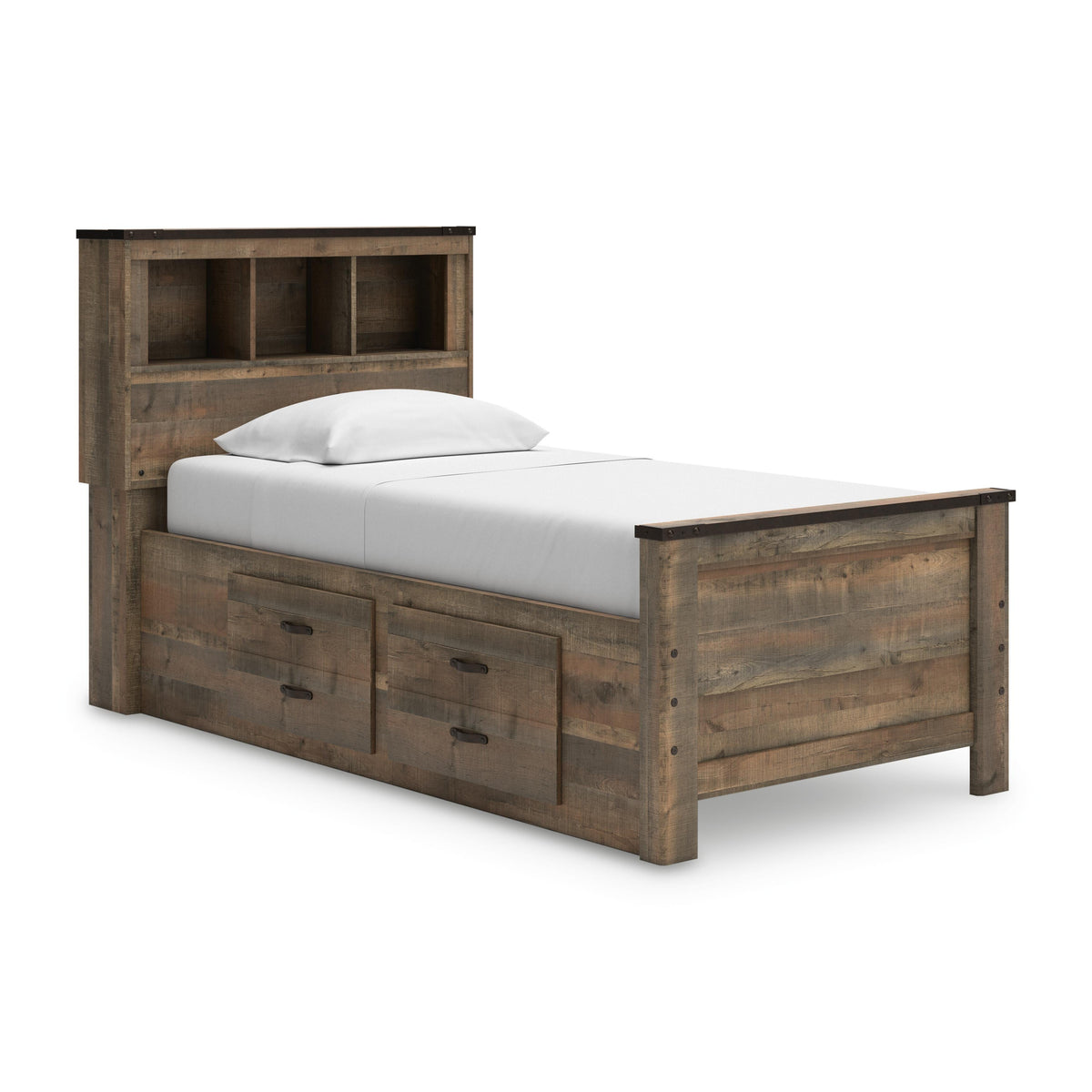 Trinell Twin Bookcase Storage Bed, Dresser and Mirror