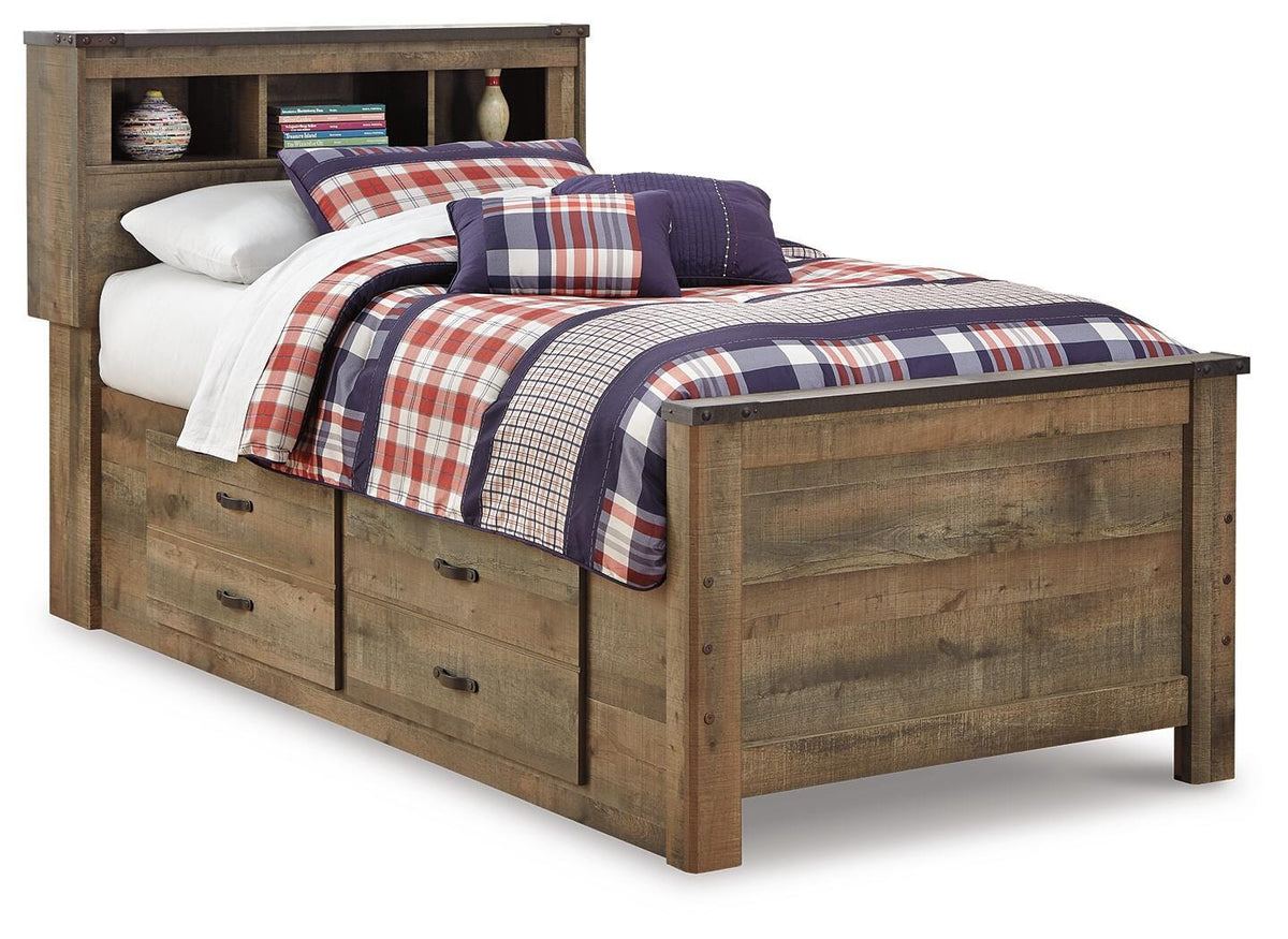 Trinell Twin Bookcase Storage Bed, Dresser, Mirror and Nightstand