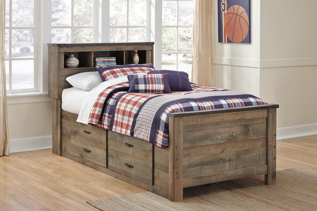 Trinell Twin Bookcase Storage Bed, Dresser, Mirror and Nightstand