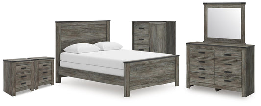 Frandern Queen Panel Bed, Dresser, Mirror, Chest and 2 Nightstands