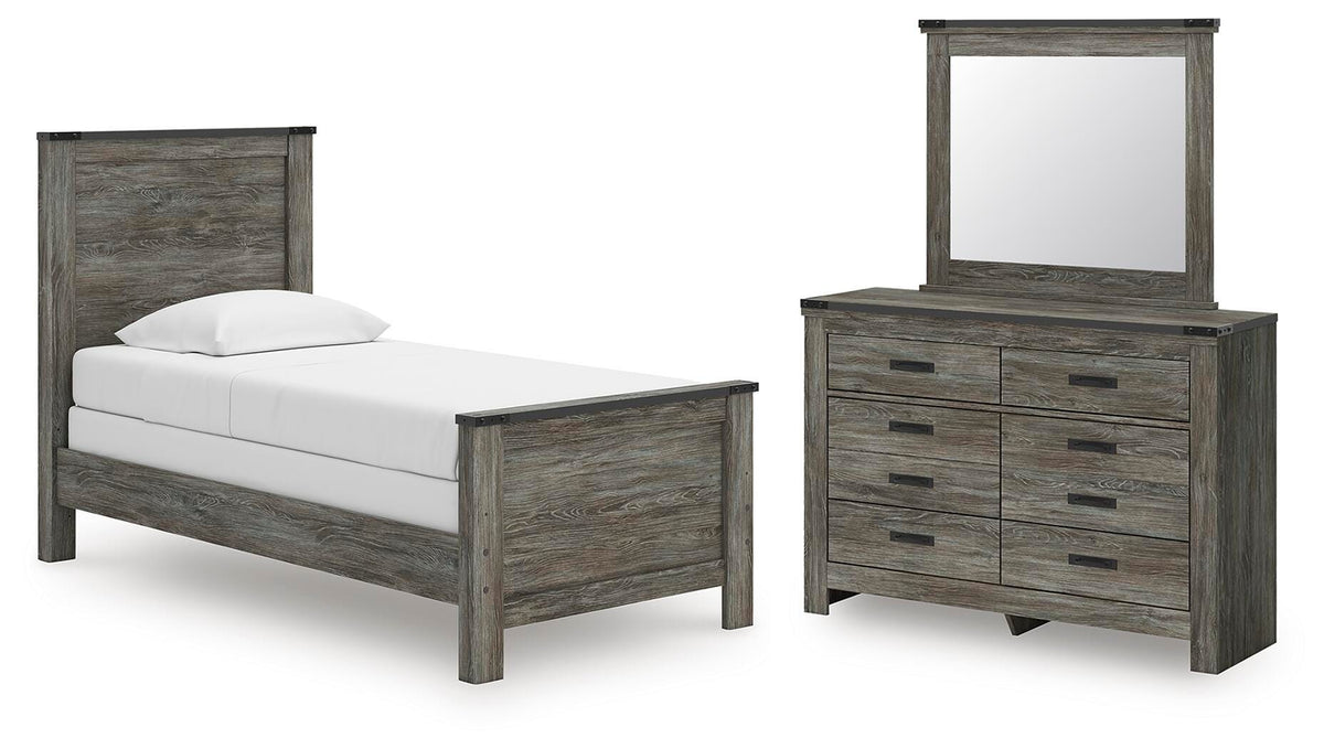 Frandern Twin Panel Bed, Dresser and Mirror