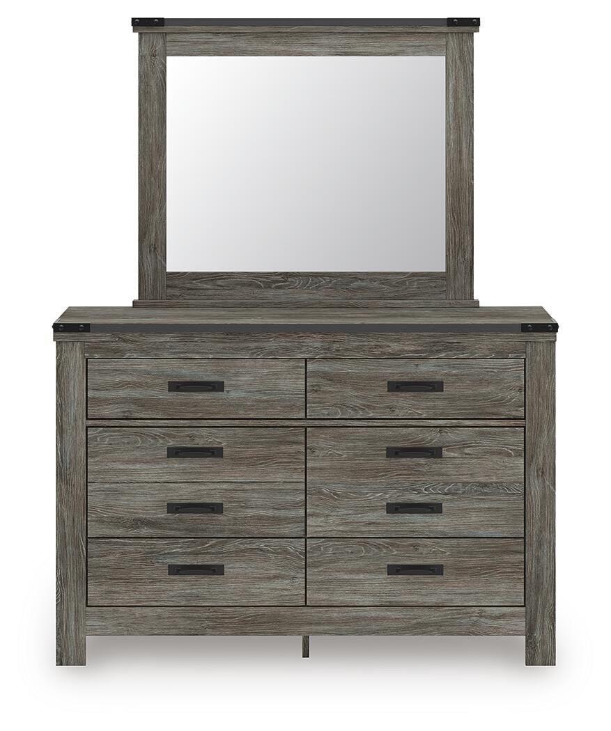 Frandern Full Bookcase Bed with Storage, Dresser and Mirror