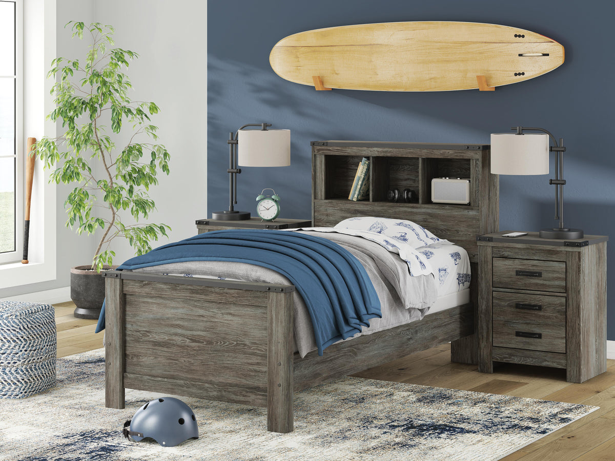 Frandern Twin Bookcase Bed, Dresser and Mirror