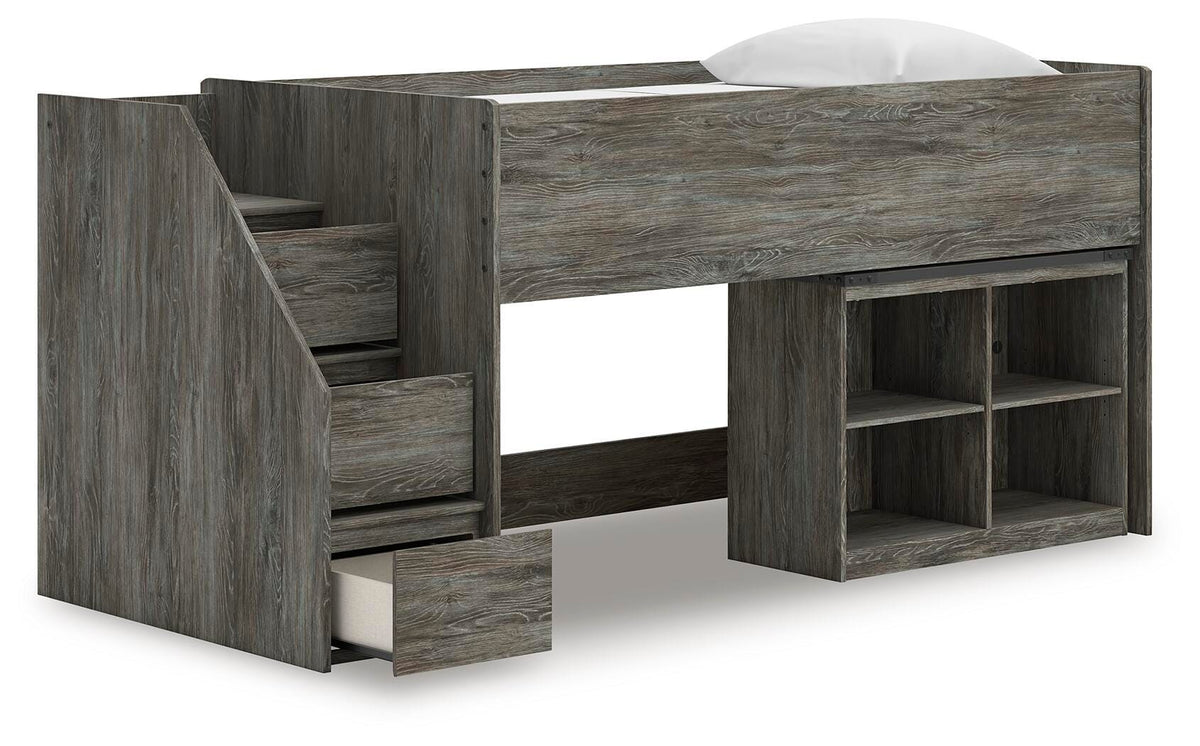 Frandern Twin Loft  Bed with Bookcase Storage