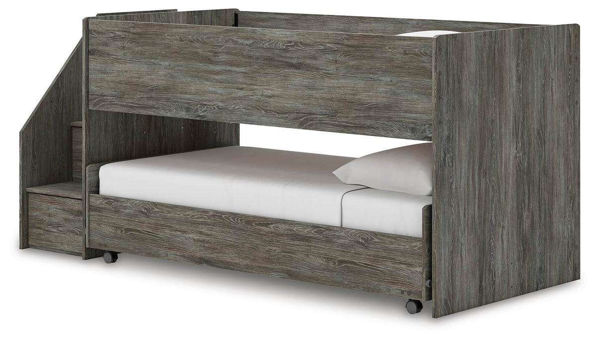 Frandern Twin Over Twin Loft Bed and Mattresses