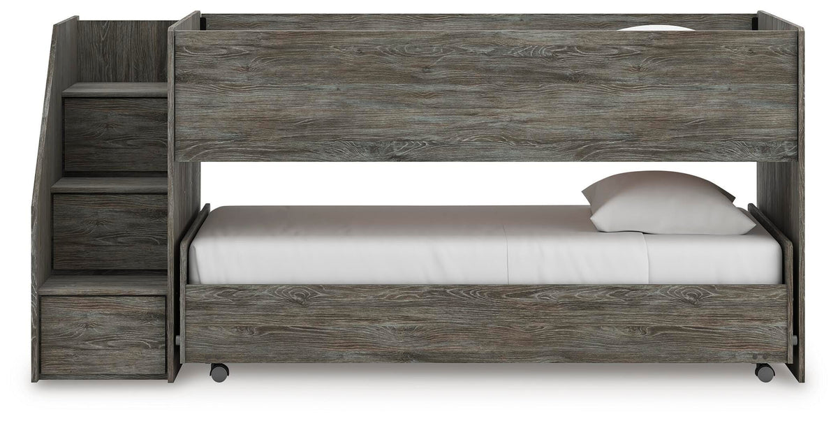 Frandern Twin Over Twin Loft Bed and Mattresses