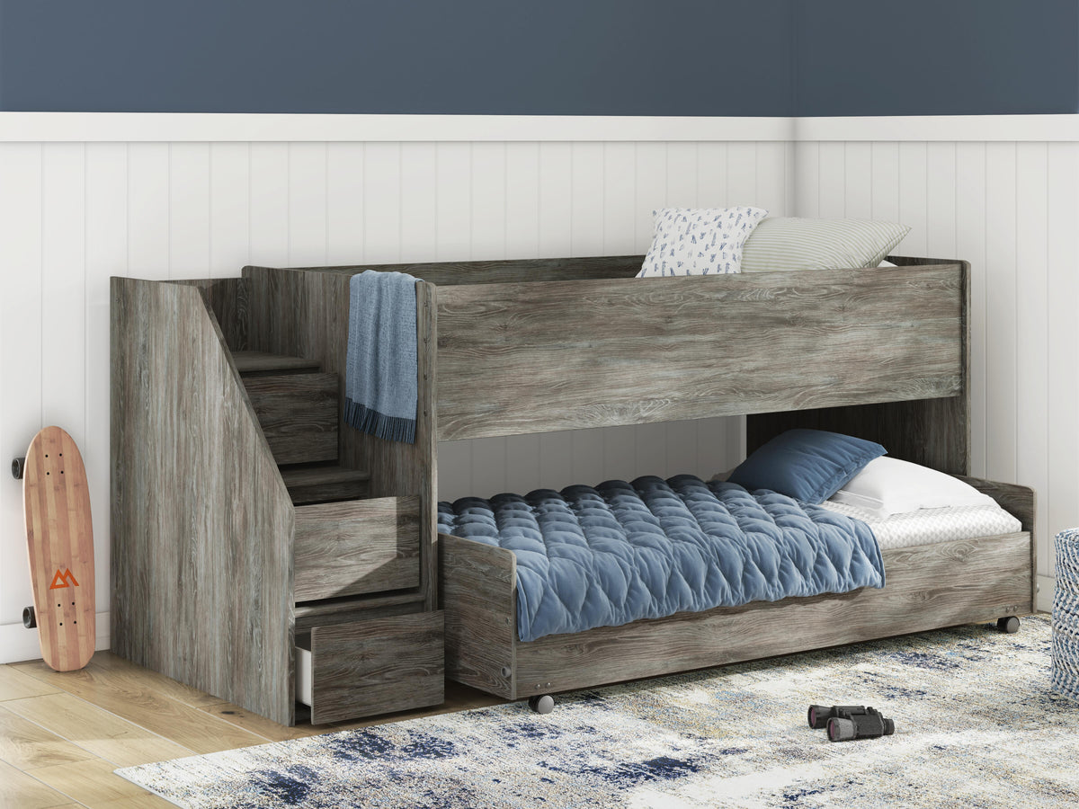 Frandern Twin Over Twin Loft Bed and Mattresses