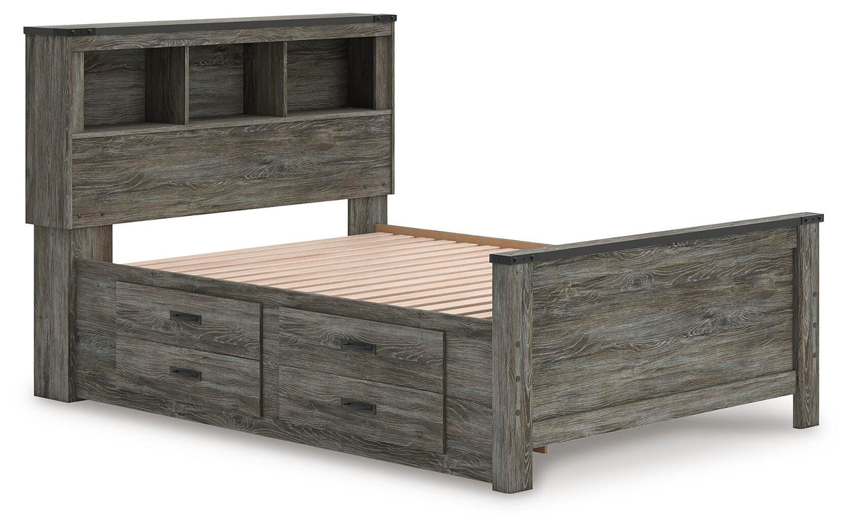 Frandern Full Bookcase Bed with Storage, Dresser and Mirror
