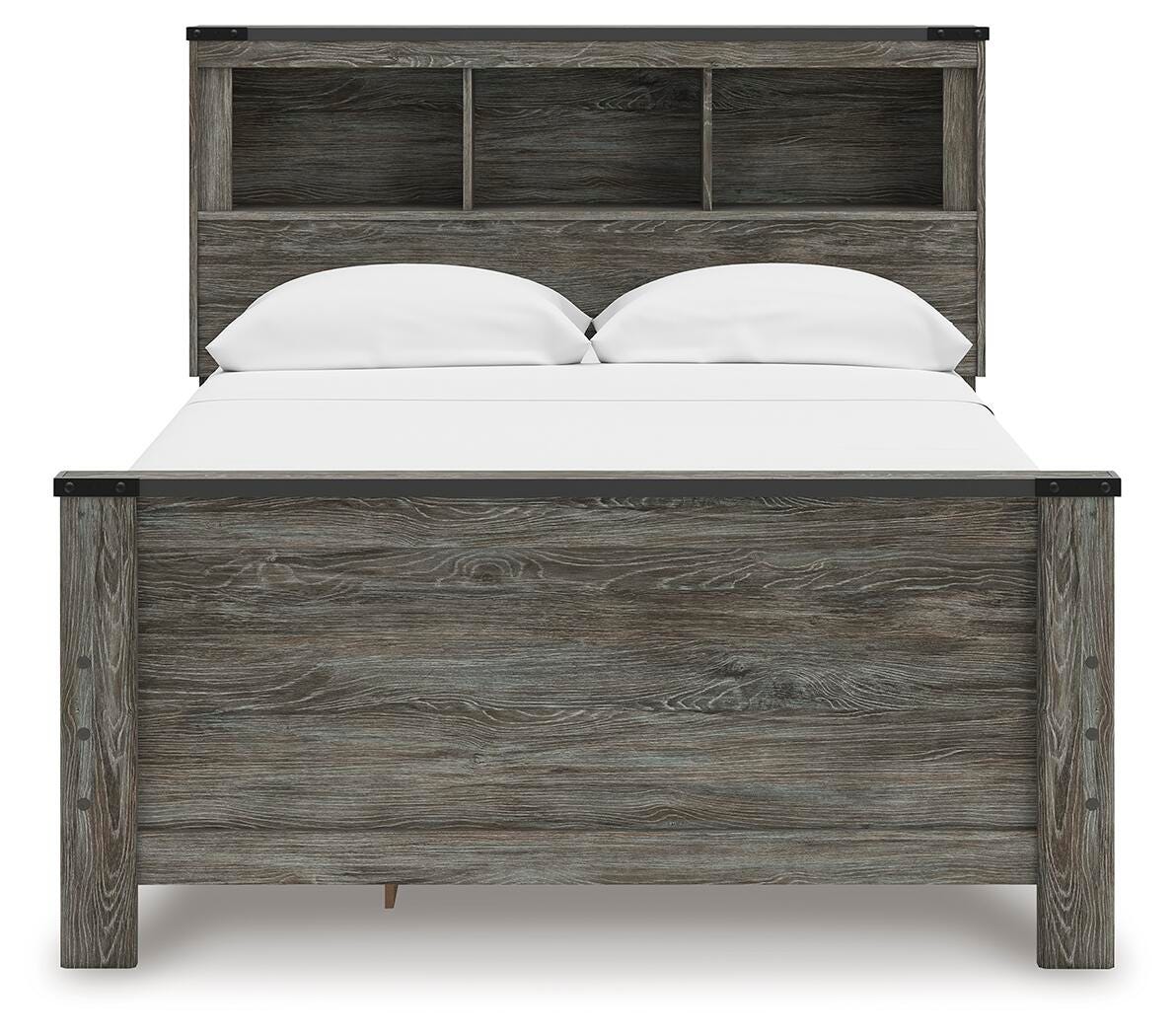 Frandern Full Bookcase Bed with Storage, Dresser and Mirror