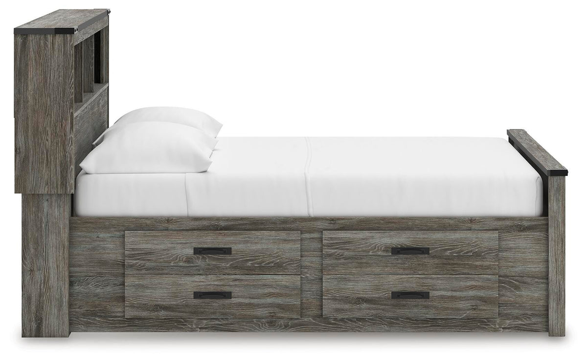 Frandern Full Bookcase Bed with Storage, Dresser and Mirror