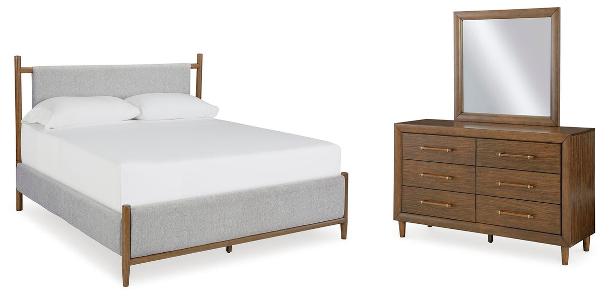 Lyncott King Upholstered Bed, Dresser and Mirror